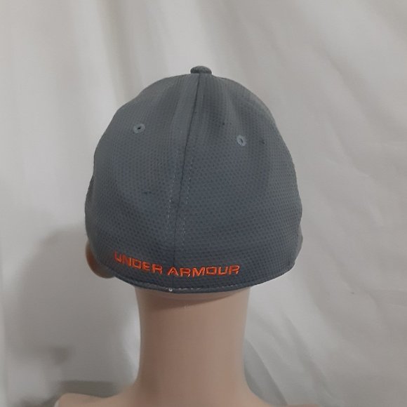Under Armour Classic Fit Blitzing Hat Men Size M/L Gray Orange Logo - Picture 3 of 4